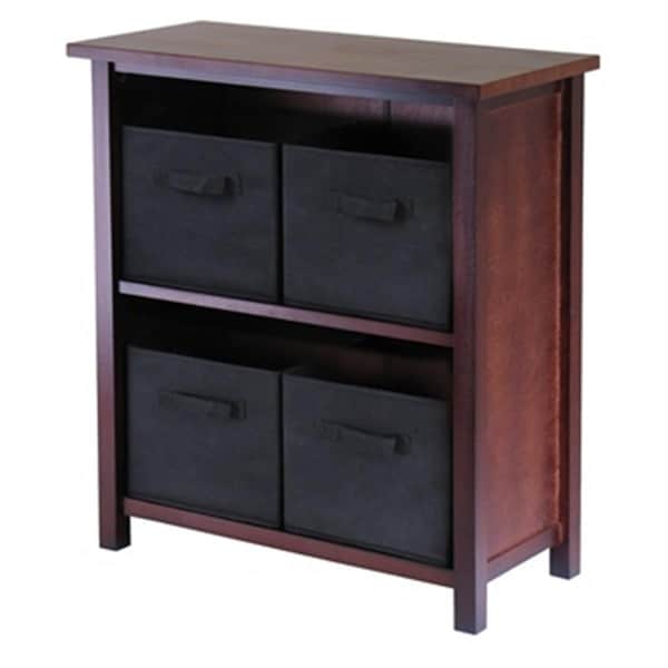 Doba-Bnt Verona 2 Section M Storage Shelf with 4 Foldable Baskets - Walnut and Black SA609842 - main